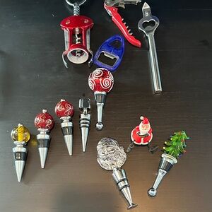 Set of Decorative Wine Stoppers with Red and Yellow Accents